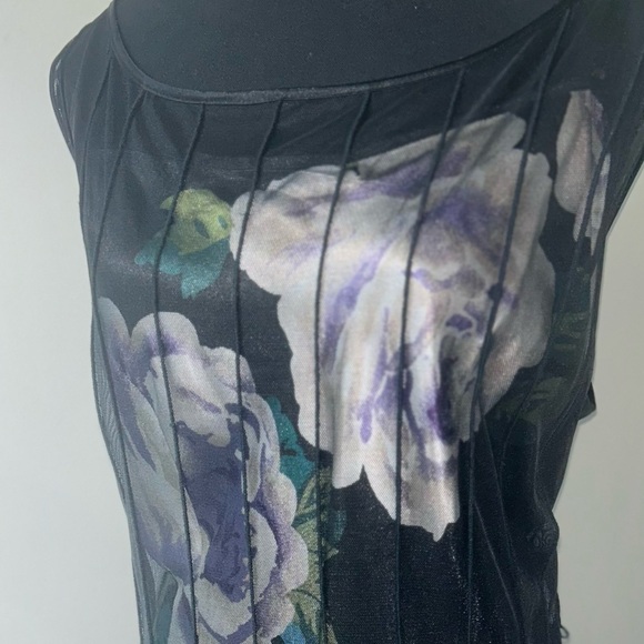 Plus size silk floral dress under black mesh dress - Picture 3 of 4